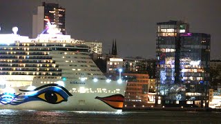 AIDAnova  Vorzeitiges Einlaufen abends  Hamburg 19012024 [upl. by Imac]