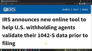 IRS announces new online tool to help US withholding agents validate their 1042S [upl. by Kwang]