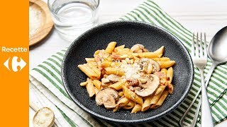 Penne au mascarpone lardons et champignons [upl. by Nylidam]