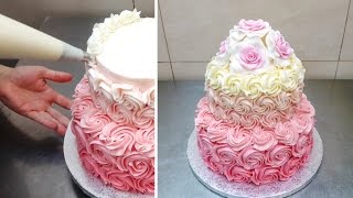 How To Pipe Buttercream SWIRL ROSES by Cakes StepbyStep [upl. by Kcerred]