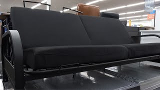 MAINSTAYS METAL ARM FUTON WITH 6 INCH MATTRESS CLOSER LOOK WALMART SHOP SHOPPING FURNITURE SOFAS [upl. by Belcher611]