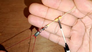 how to tie two hook on a fishing line  easy and simple but works [upl. by Assirhc]