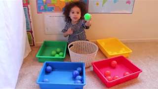 Learning Colors with play balls teaching a 2 year old [upl. by Ramilahs394]