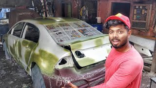 Car ready for paintAntirust treatment and putty filling  Civic Rebuild Part6 [upl. by Llevol]