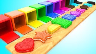 Shapes amp Colors for Children with Color Cream Biscuits Shapes 3D Kids Baby Learning Educational [upl. by Alroy]