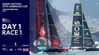 Louis Vuitton 37th Americas Cup Race 1  Emirates Team New Zealand vs INEOS Britannia  Full Replay [upl. by Kcerb]