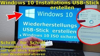 Windows 10 Recovery USB Stick erstellen zum Reinstallieren Wiederherstellungslaufwerk [upl. by Gloriana]