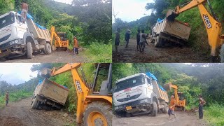 Dumper Truck 🚒 stuck in national highway 202 muddy hell road [upl. by Oicnevuj550]