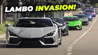 180 Lamborghini arriving at the BIGGEST event of the year  2024 Lamborghini Arena [upl. by Corilla]