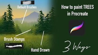 How to Draw Pine Trees in Procreate 3 ways [upl. by Federica]