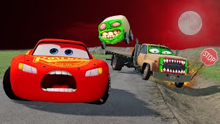 ⚠️Mcqueen in Trouble⚠️ Angry POTATO EATER amp EVACUATOR TRUCK ZOMBIE🆚McQueen in BeamNGDrive [upl. by Odnarb]