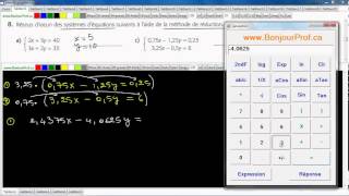 Secondaire 4 SN Québec Système déquation résolution par réduction exercice 8 page 26 [upl. by Aleuname]