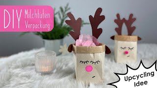 DIY Milchtüten Verpackungen basteln  Upcycling  Geschenkidee  Rentier [upl. by Errecart]