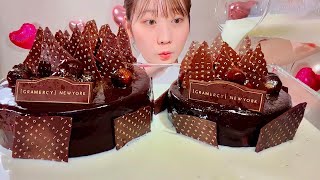 ASMR Chocolate Cake with Milk【Mukbang Eating Sounds】【English subtitles】 [upl. by Keener]