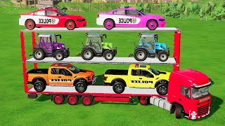 TRANSPORTING PIXAR CARS amp FRUITS WITH COLORED amp JOHN DEERE vs CLAAS vs TRACTORS  BeamNGdrive 983 [upl. by Chelsie863]