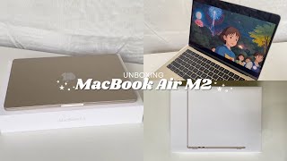  macbook air m2 unboxing  starlight 256 gb 13inch m2 chip sound test screen test [upl. by Jayme881]