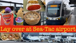 Where to go and eat while LONG LAYOVER at Seattle Tacoma  SeaTac  airport Food Tour 2023 [upl. by Kabab397]