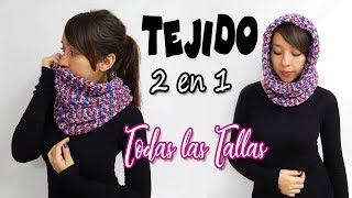 CUELLO y CAPUCHA 2 en 1 Tejido a Crochet TODAS LAS TALLAS muy fácil  Moda Crochet Maritza [upl. by Rhyne]