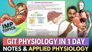 gastrointestinal physiology in 1 year in 2 days  git physiology important topics and note [upl. by Jeffry]