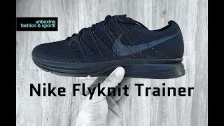 Nike Flyknit Trainer ‘Triple Black’  UNBOXING amp ON FEET  fashion shoes  2018  4K [upl. by Laurence]