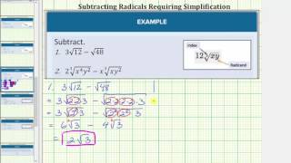 Subtracting Radicals That Requires Simplifying [upl. by Aniram]