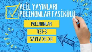 ACİL YAYINLARI POLİNOMLAR FASİKÜLÜPolinomlar Test3huseyinhocamatematik2519 [upl. by Eyot]