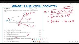 ANALYTICAL GEOMETRY GRADE 11 EXAM QUESTION NOV 2023 Q3 [upl. by Luas710]