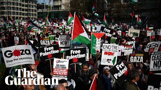 Tens of thousands of people march through London calling for Gaza ceasefire [upl. by Lanoil500]