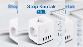 LENCENT Stop Kontak 7 in 1 USB Type C Port Cube Wall Socket Extension  CN2G3M  White  7CHKBPWH [upl. by Tlok]