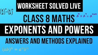 Class 8 Maths Chapter Exponents and Powers extra questions  Exponents and Powers Class 8 Worksheet [upl. by Ylelhsa]