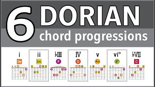 6 Chord Progressions in the DORIAN Mode [upl. by Aenat]