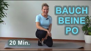 BAUCH BEINE PO At Home  20 Minuten  zum Mitmachen Anfänger geeignet [upl. by Ainad]