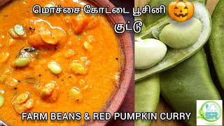 Mochai poosini kootu  அரச்சுவிட்ட மொச்சை பூசணி kootu  Farm beans red pumpkin curry [upl. by Fairleigh483]