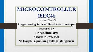 SJEC Lectures MICROCONTROLLER  Programming External Hardware interrupts in 8051 [upl. by Sheets]