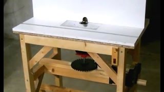 Homemade Router Table lift and retractable castors  Eigenbau Frästisch [upl. by Yenffit]