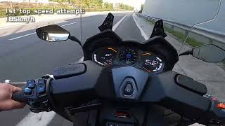 Kymco AK 550 Premium performance tests 0100 top speed and more [upl. by Assenav577]