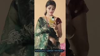 makeup onlineshopping hairstyle Meesho beautiful green organza saree review [upl. by Oicam]