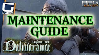 KINGDOM COME DELIVERANCE  Maintenance Guide Grindstone Kits Repairing low durability Items [upl. by Melisse]