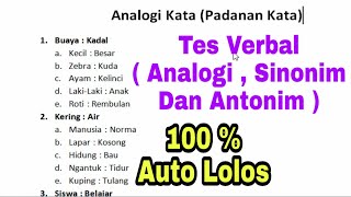 Tes Kemampuan Verbal AnalogiSinonimAntonim [upl. by Enellek]