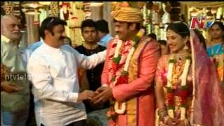 Nandamuri Balakrishna attends Manchu Manoj marriage ceremony blesses couple Manoj and Pranathi [upl. by Dorin]