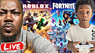 🔵 AMARI amp DAD PLAYING ROBLOX amp FORTNITE 🎮 [upl. by Ioab]