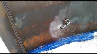 AWE MAGNETIC CRAWLER ROBOT CLEANING amp SURFACE PREPARATION ON CRUDE OIL STORAGE TANKS [upl. by Algie]