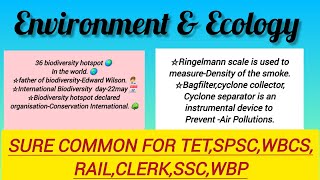 Important facts on Environment amp Ecology 🌱🌳TET SPSC WBCS RAIL WBP SSC CLERK [upl. by Ardelle]