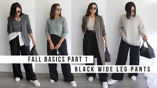 WIDE LEG PANTS  7 Outfit Ideas  Fall Basics  Part 1  Capsule Wardrobe [upl. by Weixel]