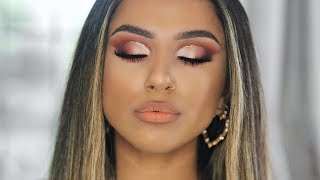 WARM ORANGE CUT CREASE GLAM  MAKEUP TUTORIAL [upl. by Akeret409]