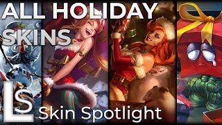 ALL HOLIDAYCHRISTMAS SKINS  Skin Spotlight  Snowdown Showdown Collection  League of Legends [upl. by Arret]