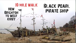 New Brighton to west Kirby ten Mile coastal walk  Wirral UK  black pearl pirate ship [upl. by Htebasyle]