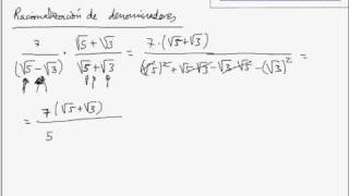 Racionalizacion de denominadores con suma de radicales [upl. by Clayson]