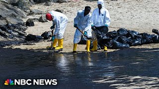 Singapore oil spill closes several beaches as cleanup gathers pace [upl. by Lrac]