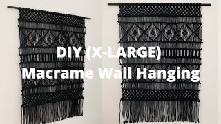 DIY XLARGE Macrame Wall Hanging  USING BLACK MACRAME CORD [upl. by Burch]